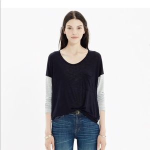Madewell scoopneck long sleeve colorblock tee - M